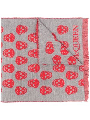 Alexander McQueen all-over skull-print scarf - Red