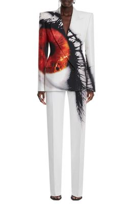 Alexander McQueen Amber Iris Print Double Breasted Cady Blazer in 6088 Amber