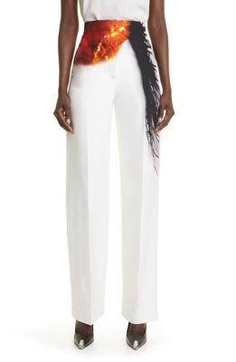 Alexander McQueen Amber Iris Wide Leg Cady Trousers in Ivory/Amber