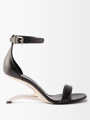 Alexander Mcqueen - Arc Cantilevered Leather Sandals - Womens - Black