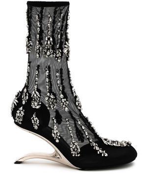 Alexander McQueen Arc crystal-embellished 75mm boots - Black
