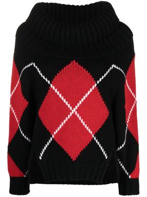 Alexander McQueen argyle-patterned wool jumper - Black