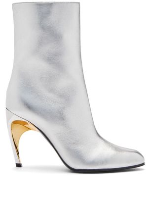 Alexander McQueen Armadillio leather ankle boots - Silver