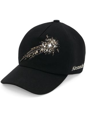 Alexander McQueen Astral wool crystal embellished cap - Black