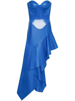 Alexander McQueen asymmetric bustier-style dress - Blue