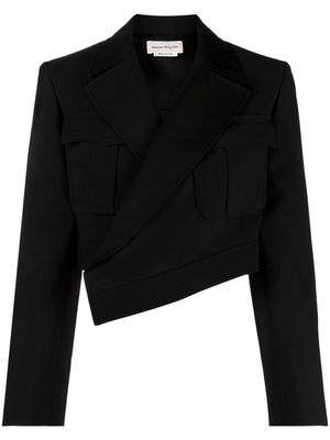 Alexander McQueen asymmetric cropped blazer - Black