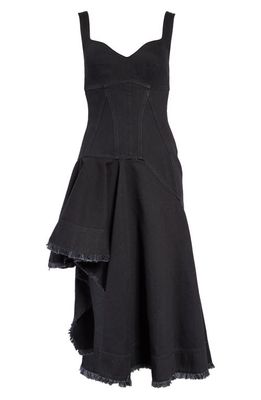 Alexander McQueen Asymmetric Denim Dress in Black