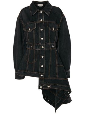 Alexander McQueen asymmetric denim jacket - Black