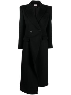 Alexander McQueen asymmetric double-breasted wool coat - Black