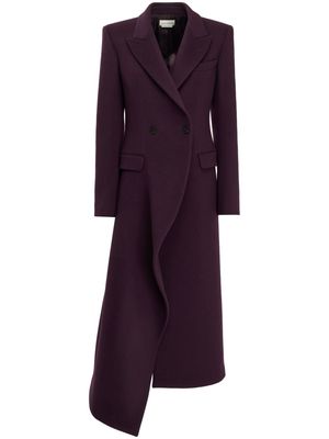 Alexander McQueen asymmetric double-breasted wool coat - Purple