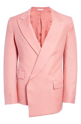 Alexander McQueen Asymmetric Double Face Wool & Mohair Jacket in Flamingo Pink