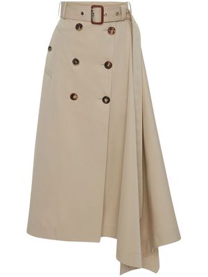 Alexander McQueen asymmetric drape cotton trench skirt - Neutrals