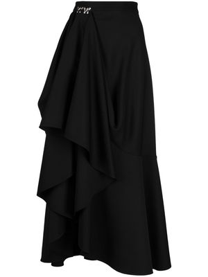 Alexander McQueen asymmetric draped wool skirt - Black