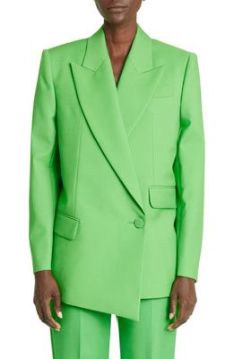 Alexander McQueen Asymmetric Drop Hem Wool & Mohair Jacket in Acid Green
