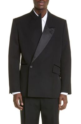 Alexander McQueen Asymmetric Grain de Poudre Tuxedo Jacket in Black