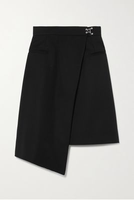 Alexander McQueen - Asymmetric Grain De Pourdre Wool Mini Wrap Skirt - Black