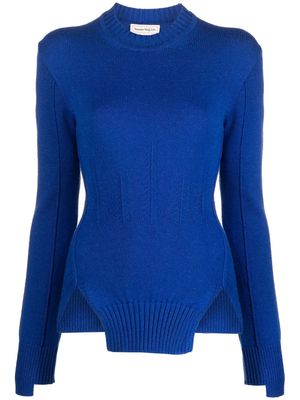 Alexander McQueen asymmetric-hem knit jumper - Blue
