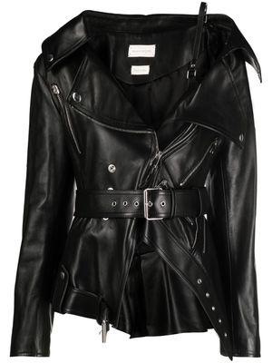 Alexander McQueen asymmetric leather jacket - Black