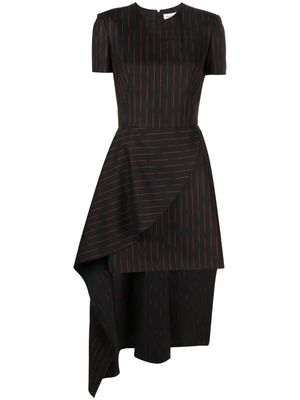 Alexander McQueen asymmetric pinstripe dress - Black