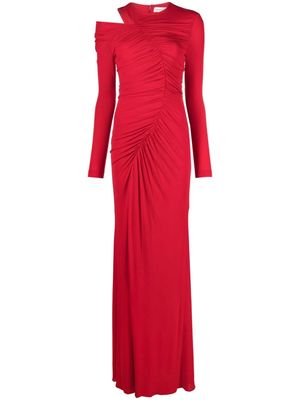 Alexander McQueen asymmetric ruched maxi dress - Red