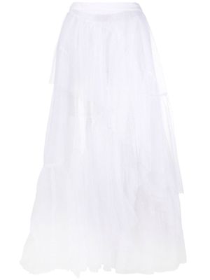 Alexander McQueen asymmetric ruffled mesh skirt - White