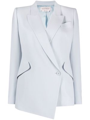 Alexander McQueen asymmetric single-breasted blazer - Blue