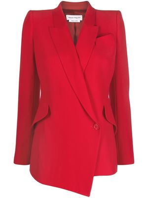 Alexander McQueen asymmetric single-breasted blazer - Red