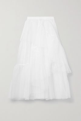 Alexander McQueen - Asymmetric Tiered Tulle Midi Skirt - White