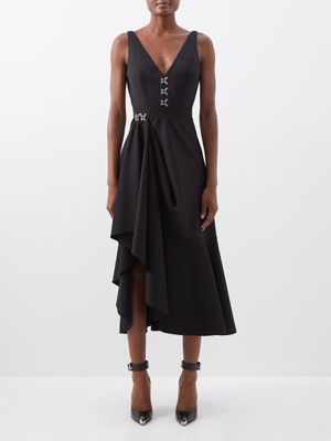Alexander Mcqueen - Asymmetric Wool Dress - Womens - Black