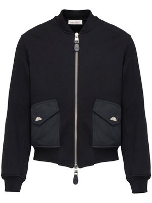 Alexander McQueen band-collar cotton bomber jacket - Black