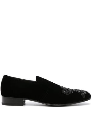 Alexander McQueen beaded velvet loafers - Black