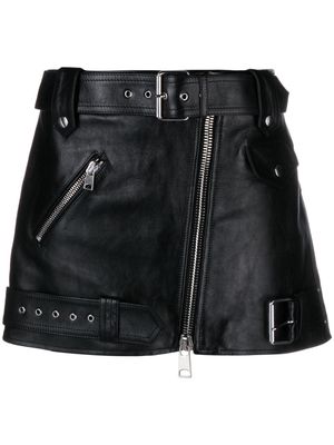 Alexander McQueen belted leather miniskirt - Black
