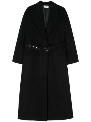 Alexander McQueen belted wool-blend maxi coat - Black