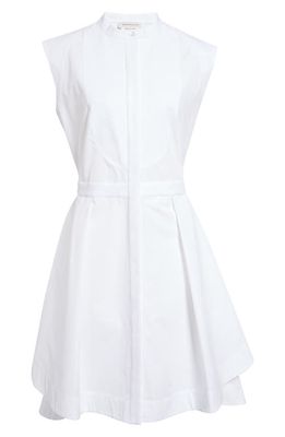 Alexander McQueen Bib Front Cotton Poplin Dress in 9000 Opticalwhite
