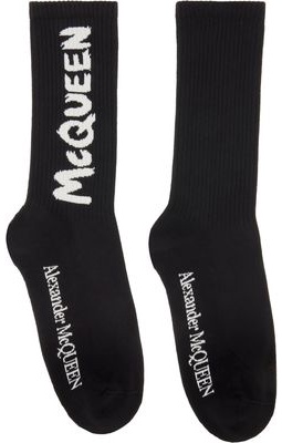 Alexander McQueen Black & Off-White Graffiti Socks