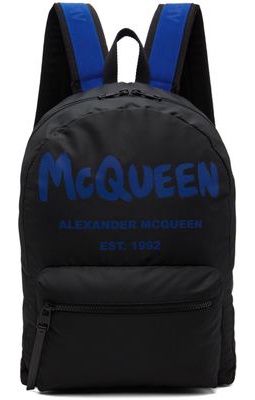 Alexander McQueen Black Graffiti Metropolitan Backpack
