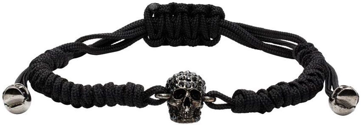 Alexander McQueen Black Pavé Skull Friendship Bracelet