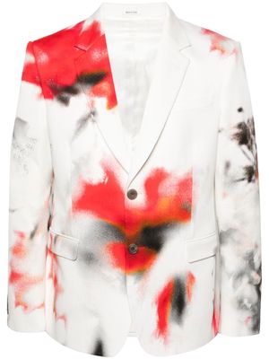 Alexander McQueen blotch-print cotton blazer - White