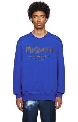 Alexander McQueen Blue Cotton Sweatshirt