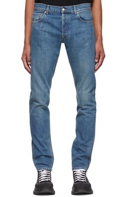 Alexander McQueen Blue Embroidered Jeans
