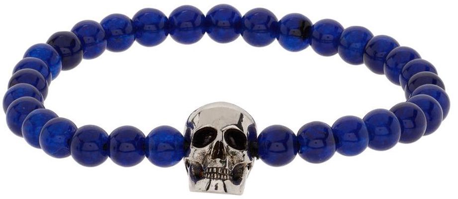 Alexander McQueen Blue Skull Beaded Bracelet