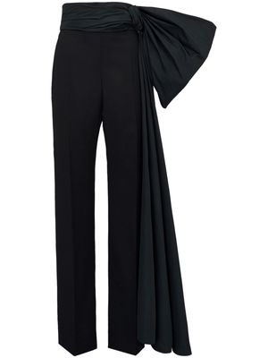 Alexander McQueen bow-detail wool wide-leg trousers - Black