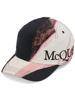Alexander McQueen Brushstroke embroidered logo cap - Black