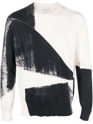 Alexander McQueen Brushstroke jacquard-knit jumper - White