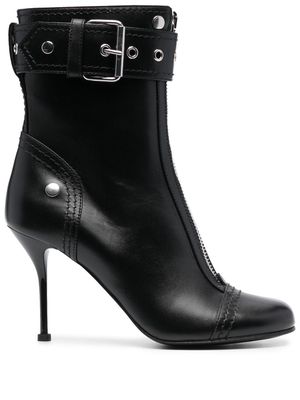 Alexander McQueen buckle-detail 90mm leather boots - Black