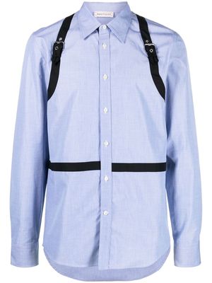 Alexander McQueen buckle-detail cotton shirt - Blue