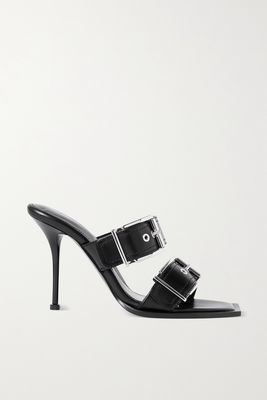 Alexander McQueen - Buckled Leather Mules - Black