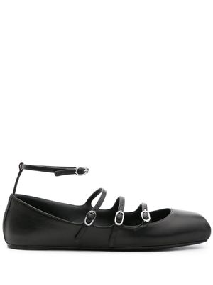 Alexander McQueen buckled-straps leather ballerina shoes - Black