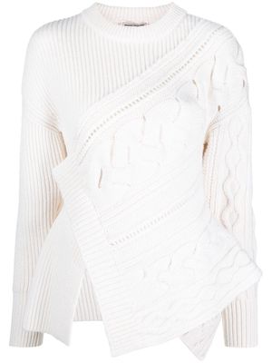 Alexander McQueen cable-knit crew-neck jumper - White