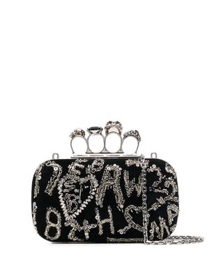 Alexander McQueen chain-crystal embellished clutch-bag - Black